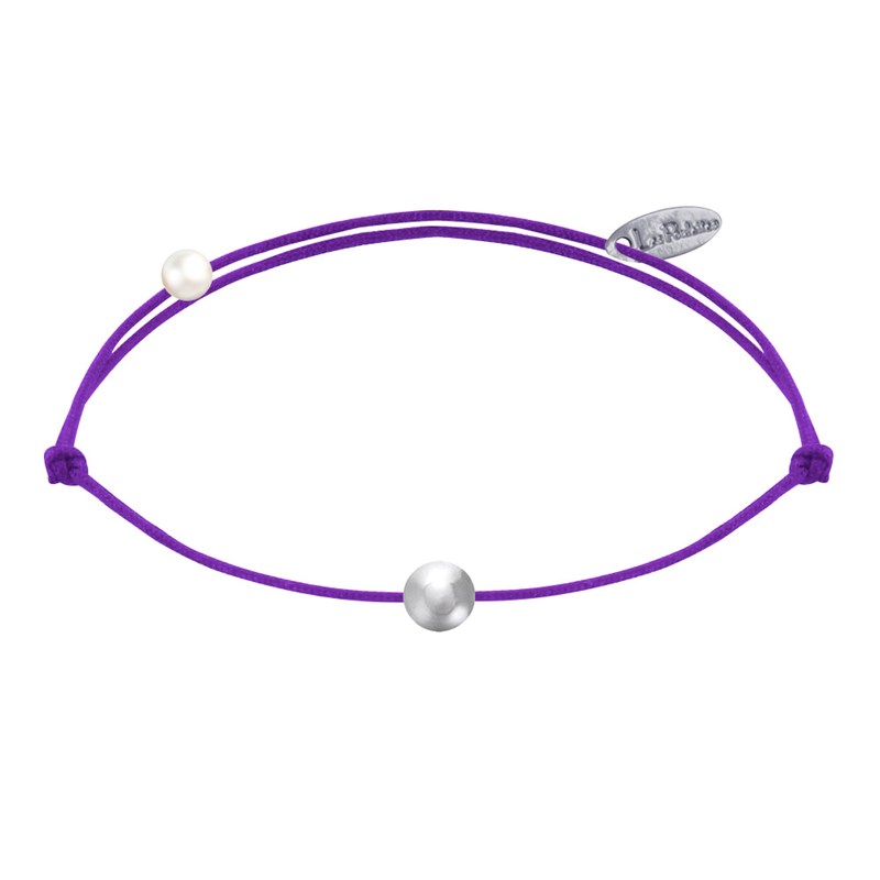 Bracelet Lien Petite Perle Argent 925 - Violet