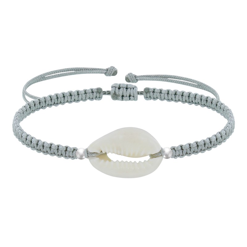 Bracelet Argent 925 Cauris Lien Tréssé - Gris clair