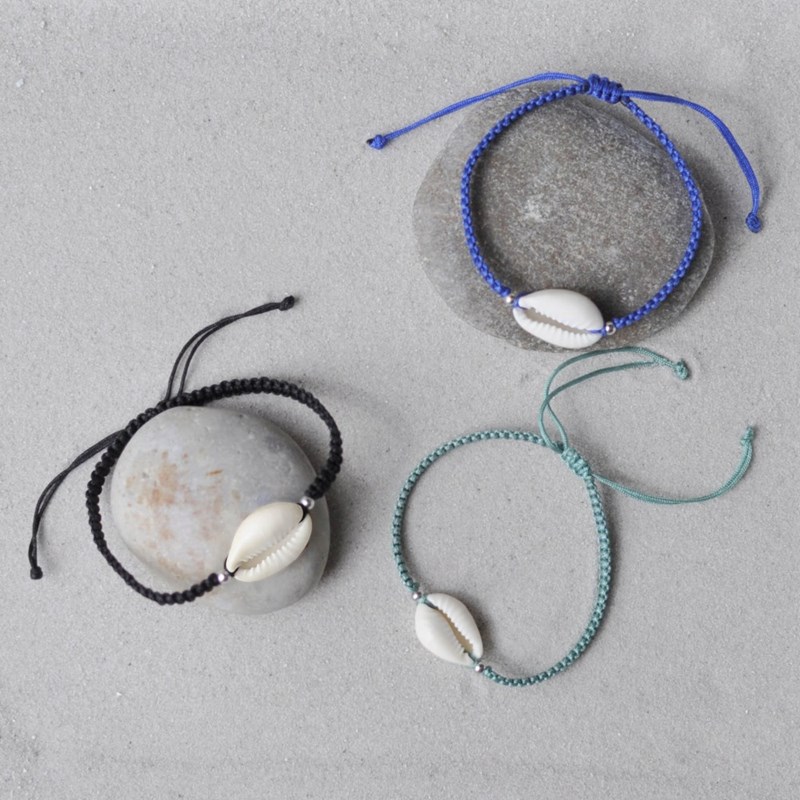 Bracelet Argent 925 Cauris Lien Tréssé - Gris clair - vue 3
