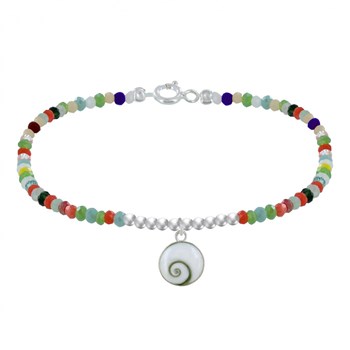 Bracelet Argent 925 Perles Facettées Multicolores Oeil de Sainte Lucie Rond