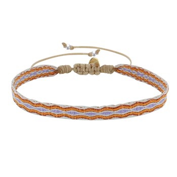 Bracelet Lien Tissé Orange Losanges Violet Clair