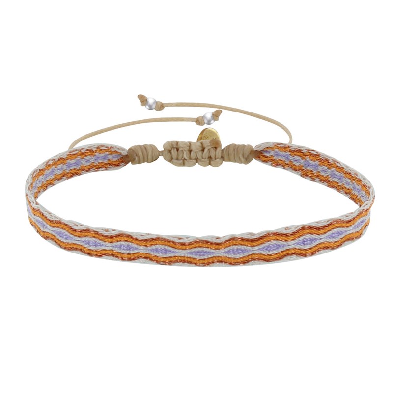 Bracelet Lien Tissé Orange Losanges Violet Clair