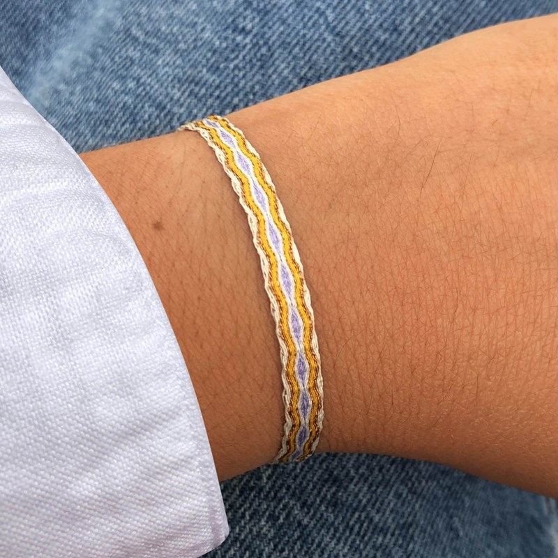Bracelet Lien Tissé Orange Losanges Violet Clair - vue 3