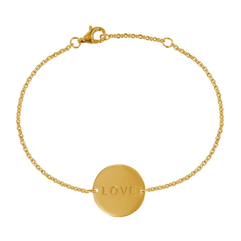 Bracelet Plaqué Or Médaille Ronde Love
