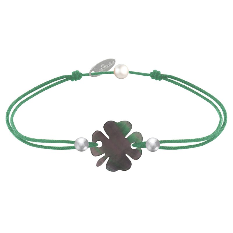 Bracelet Trèfle Nacre Grise et Perles d'Argent 925 - Classics - Vert