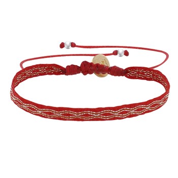 Bracelet Lien Tissé Rouge Losanges Orangés