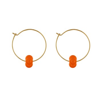 Boucles d'Oreilles Créoles Laiton Fermée et Bouquet de Perles de Verre