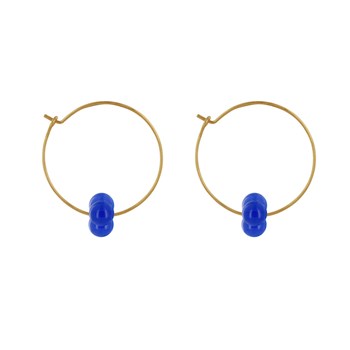 Boucles d'Oreilles Créoles Laiton Fermée et Bouquet de Perles de Verre