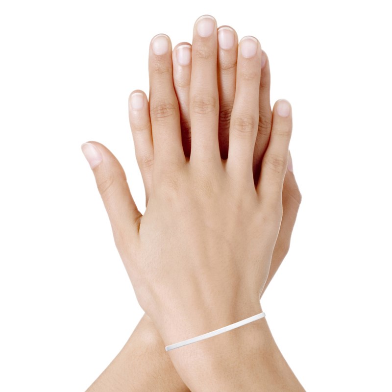 Bracelet Femme Cuir Simple Plat Fermoir Acier Inoxydable - Blanc - vue 2