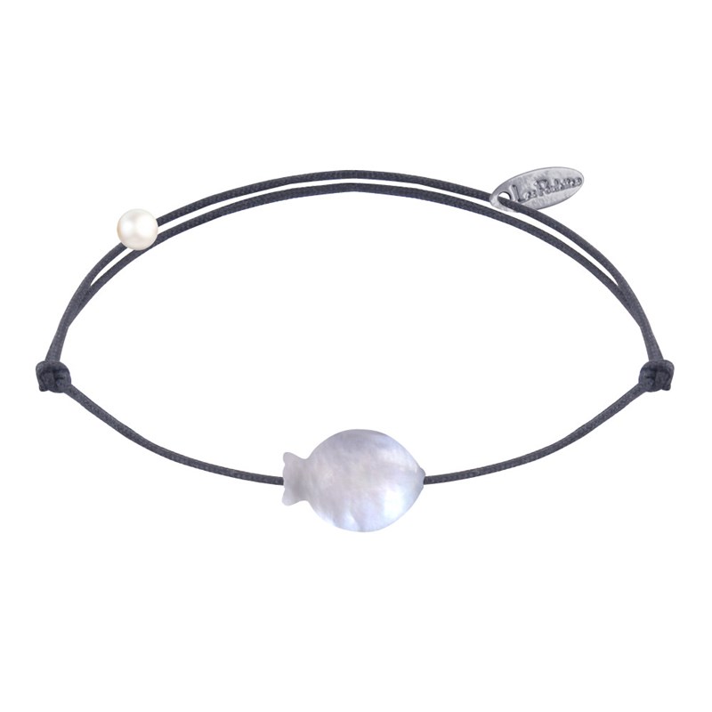 Bracelet Lien Petit Poisson en Nacre - Gris