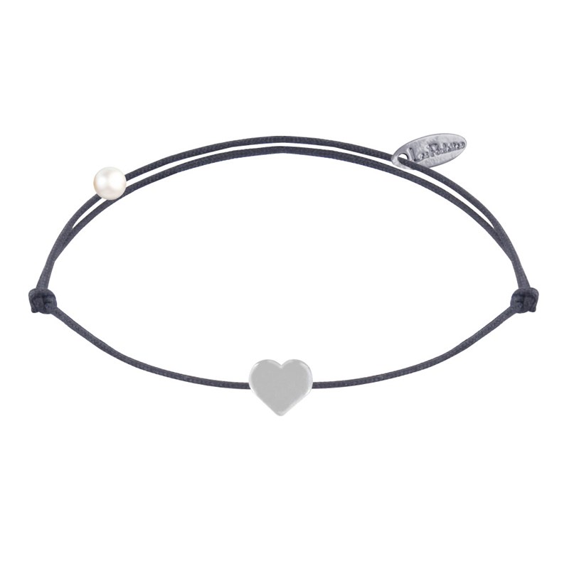 Bracelet Lien Argent 925 Mini Coeur - Gris