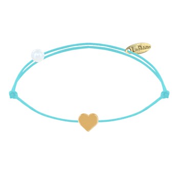 Bracelet Lien Plaqué Or Mini Coeur - Turquoise