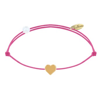 Bracelet Lien Plaqué Or Mini Coeur - Fuchsia