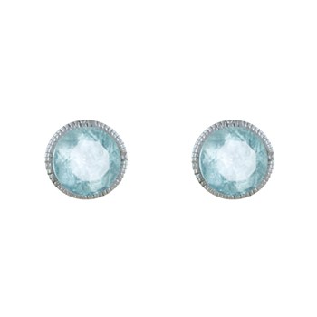 Boucles d'Oreilles Argent 925 Rond Ciselé et Topaze Facettée