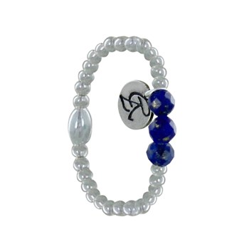 Bague Argent Elastique Bille et Trois Perles de Lapis Lazuli Facettée