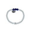 Bague Argent Elastique Bille et Trois Perles de Lapis Lazuli Facettée - vue V2