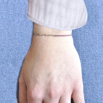 Bracelet Argent 925 Mailles Cheval et Petits Cubes de Strass - Noir