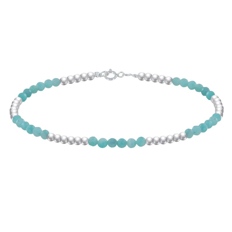 Bracelet Perles Argent 925 et Perles d'Amazonite Facetté M1