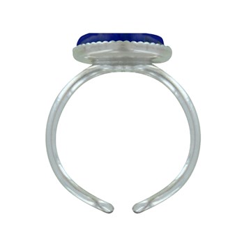 Bague Argent 925 Rond Dentelé de Lapis Lazuli