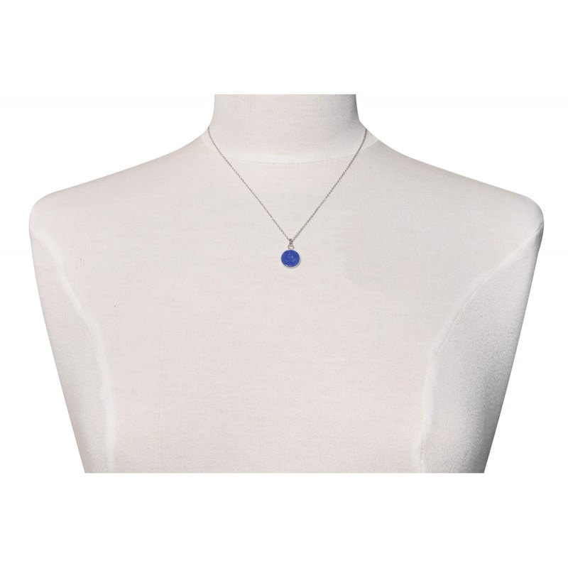 Pendentif Argent 925 Rond Lisse de Lapis Lazuli - vue 2