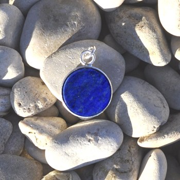 Pendentif Argent 925 Rond Lisse de Lapis Lazuli