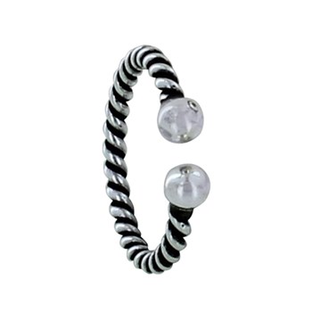 Bague Argent 925 Corde Deux Perles