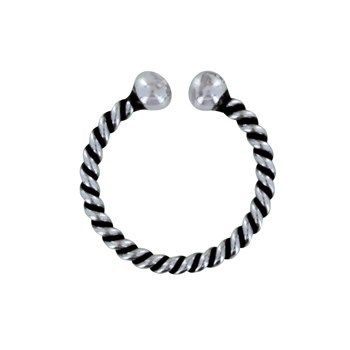 Bague Argent 925 Corde Deux Perles