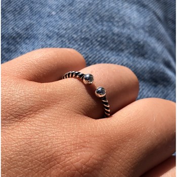 Bague Argent 925 Corde Deux Perles