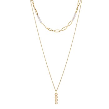 Multi rangs Jade blanc doré or