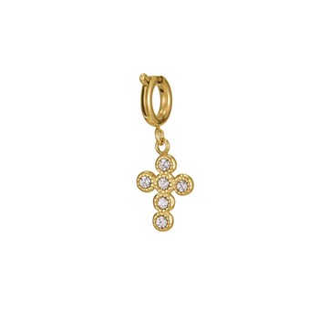Gold-plated steel zirconia cross charm