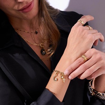 Gold-plated steel zirconia cross charm