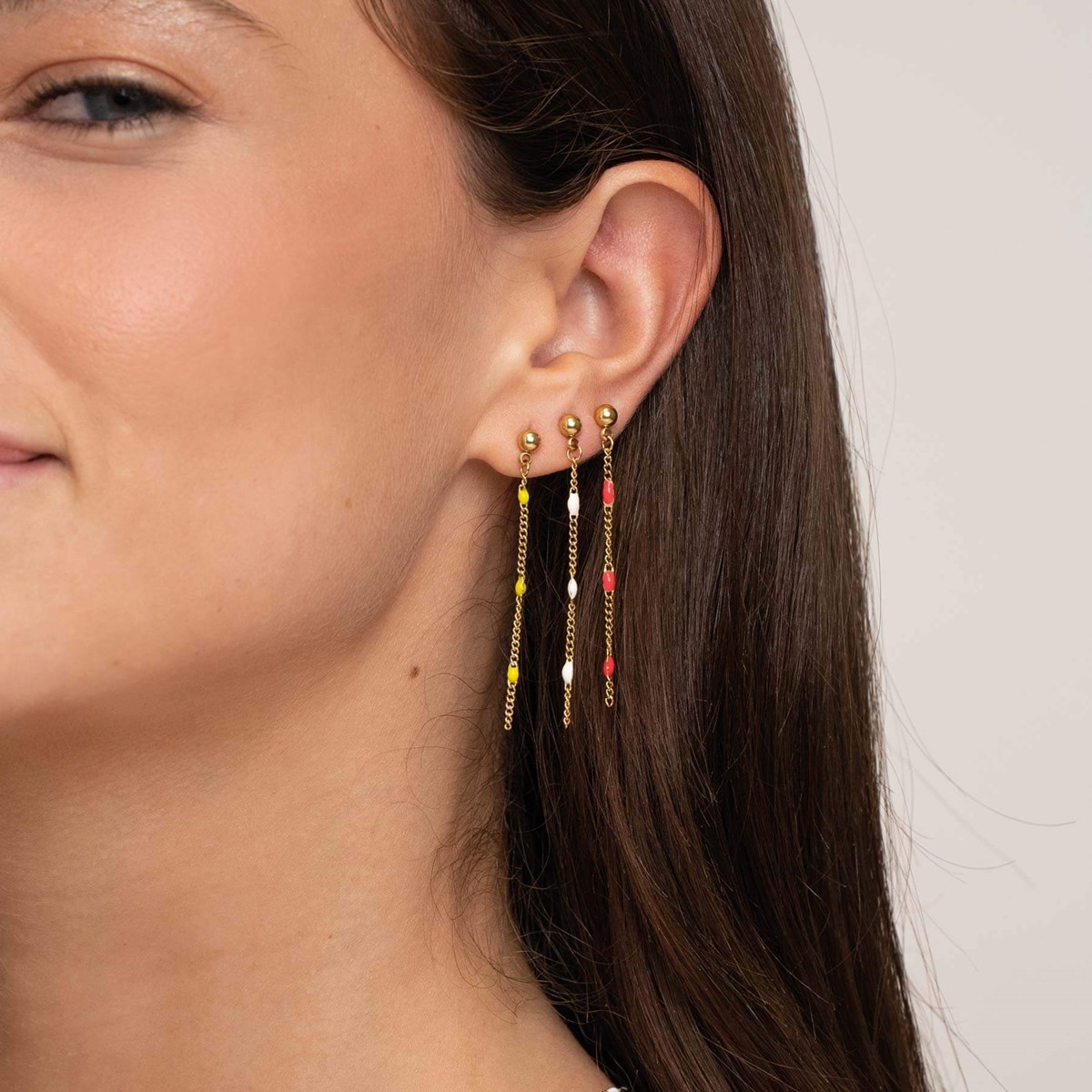 Boucles Rosaires jaune acier doré or - vue 3