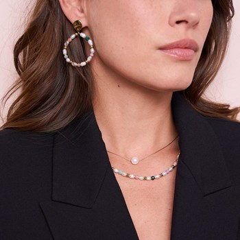 Boucles Perles nacre et pierres acier doré or