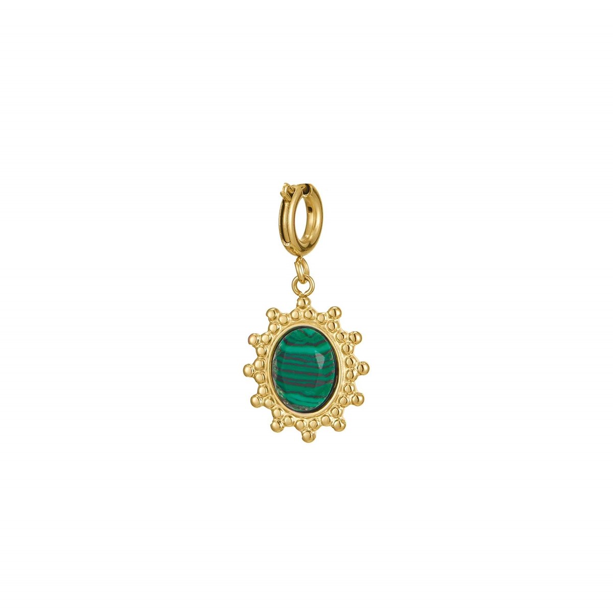Charm Camée Malachite acier doré or