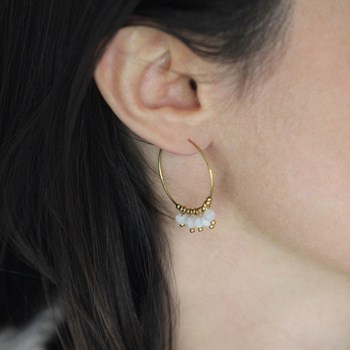 Boucles Ika jade blanc doré or