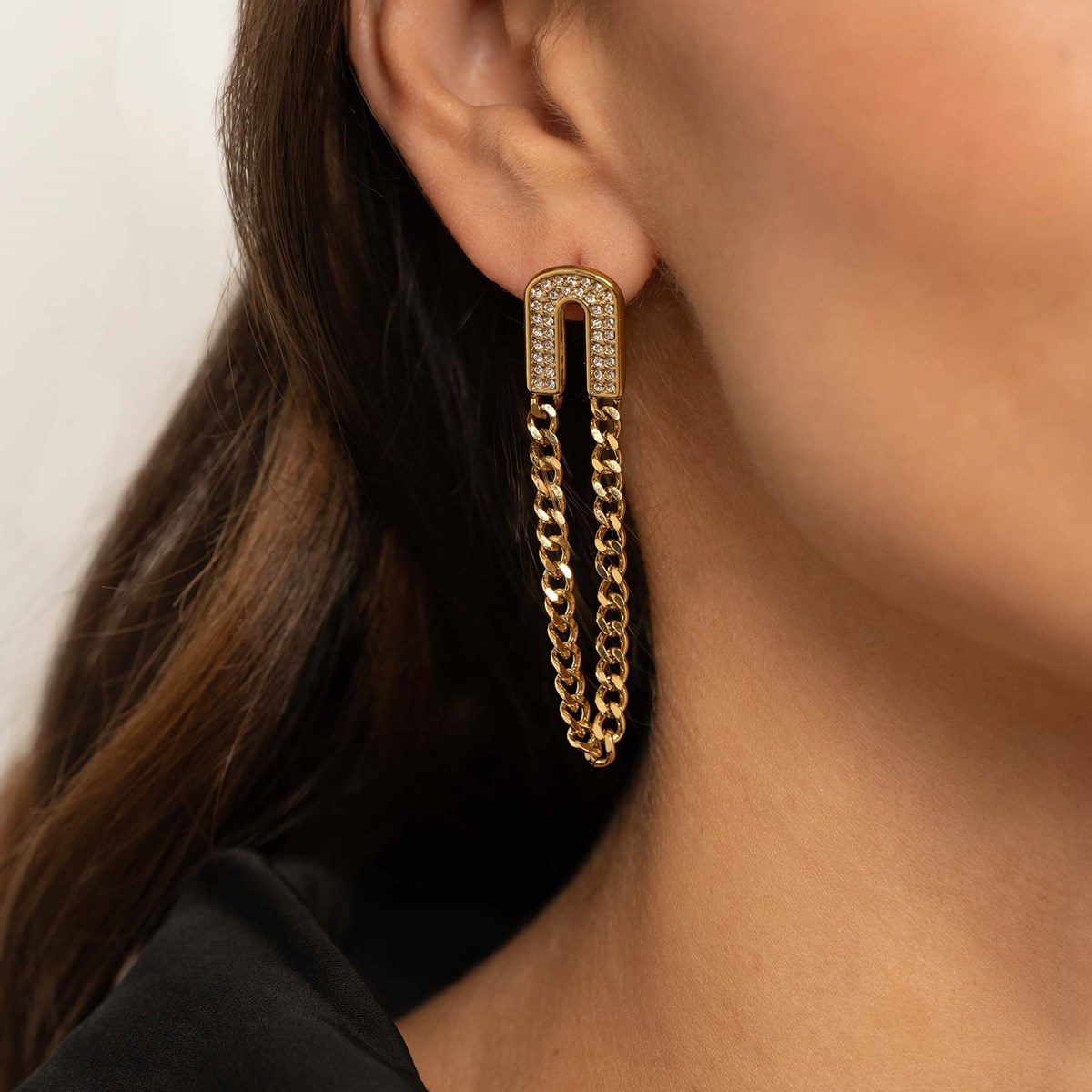 Boucles Riva acier doré or - vue 2