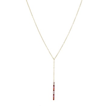 Lolly necklace gold-plated steel or colored zircons