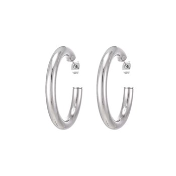 Round steel hoop earrings