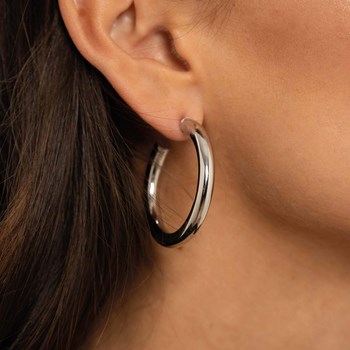 Round steel hoop earrings
