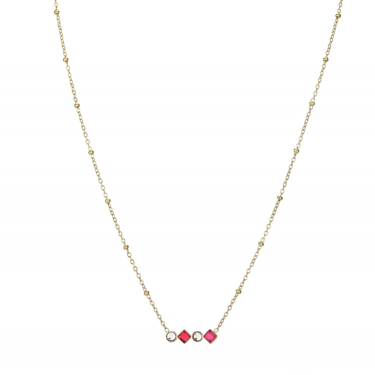 Collier Eclat fuchsia acier doré or
