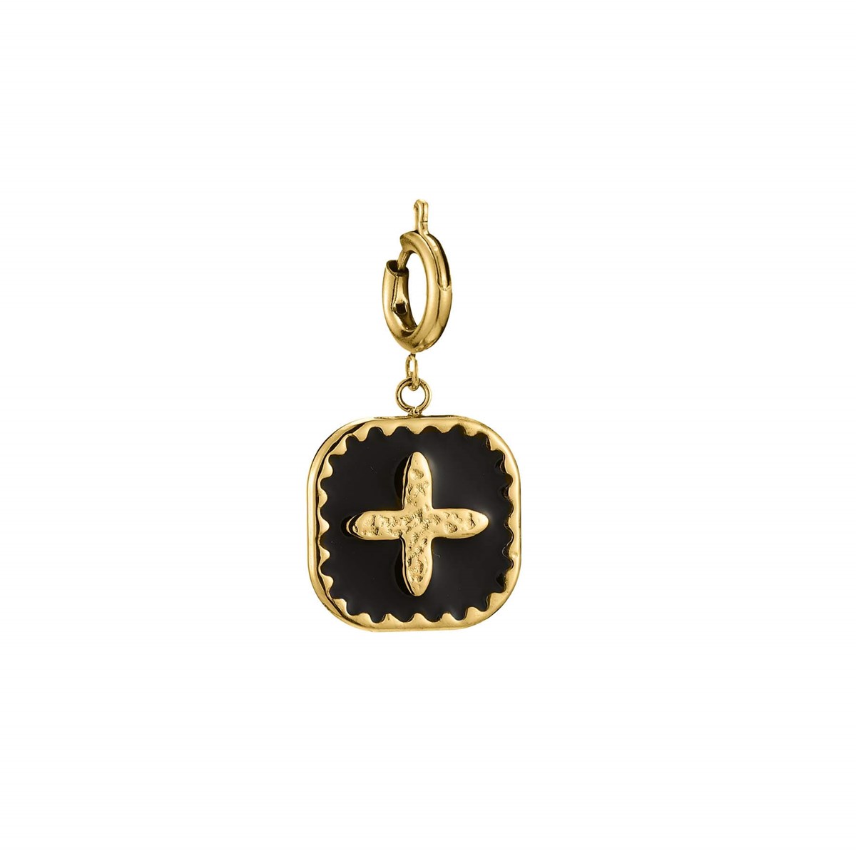 Charm Médaille Croix acier doré or
