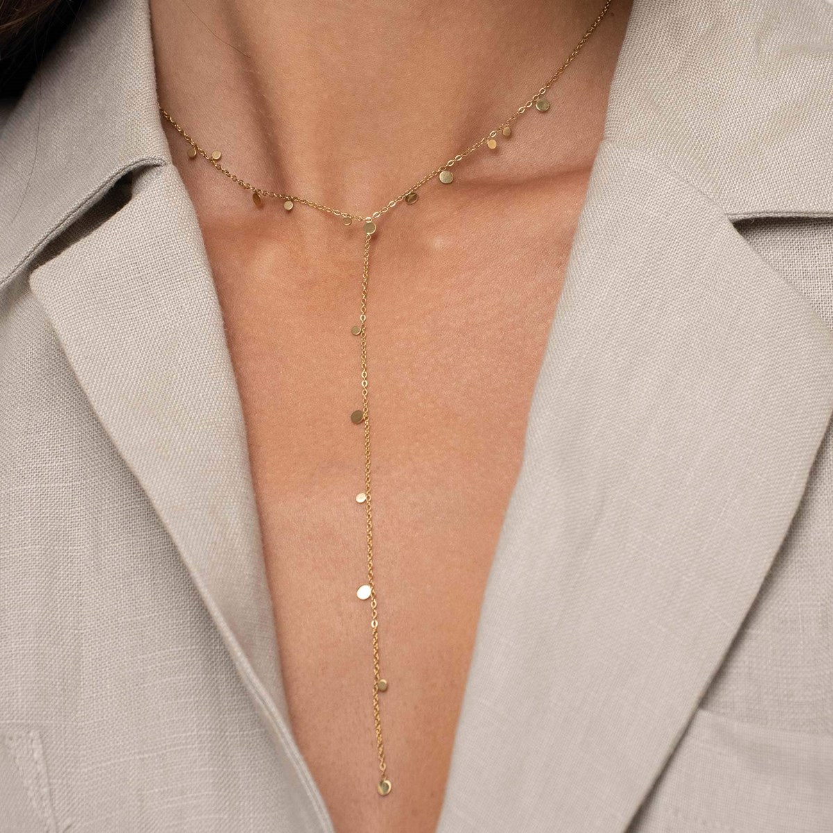 Collier Infinity acier doré or - vue 3