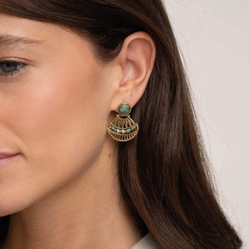 Inka stone earrings African pine steel gold plated