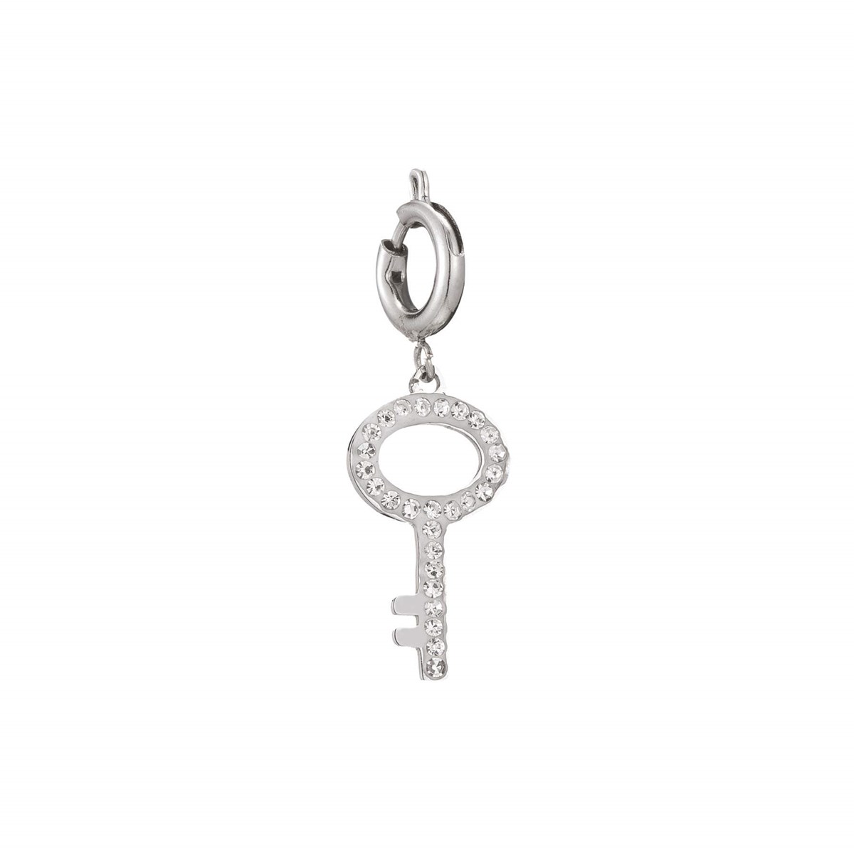 Charm Clef acier zircons