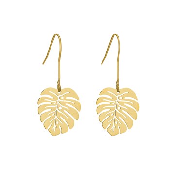 Monstera gold-plated steel earrings