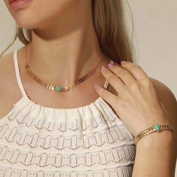 Foro gouden collier Amazoniet