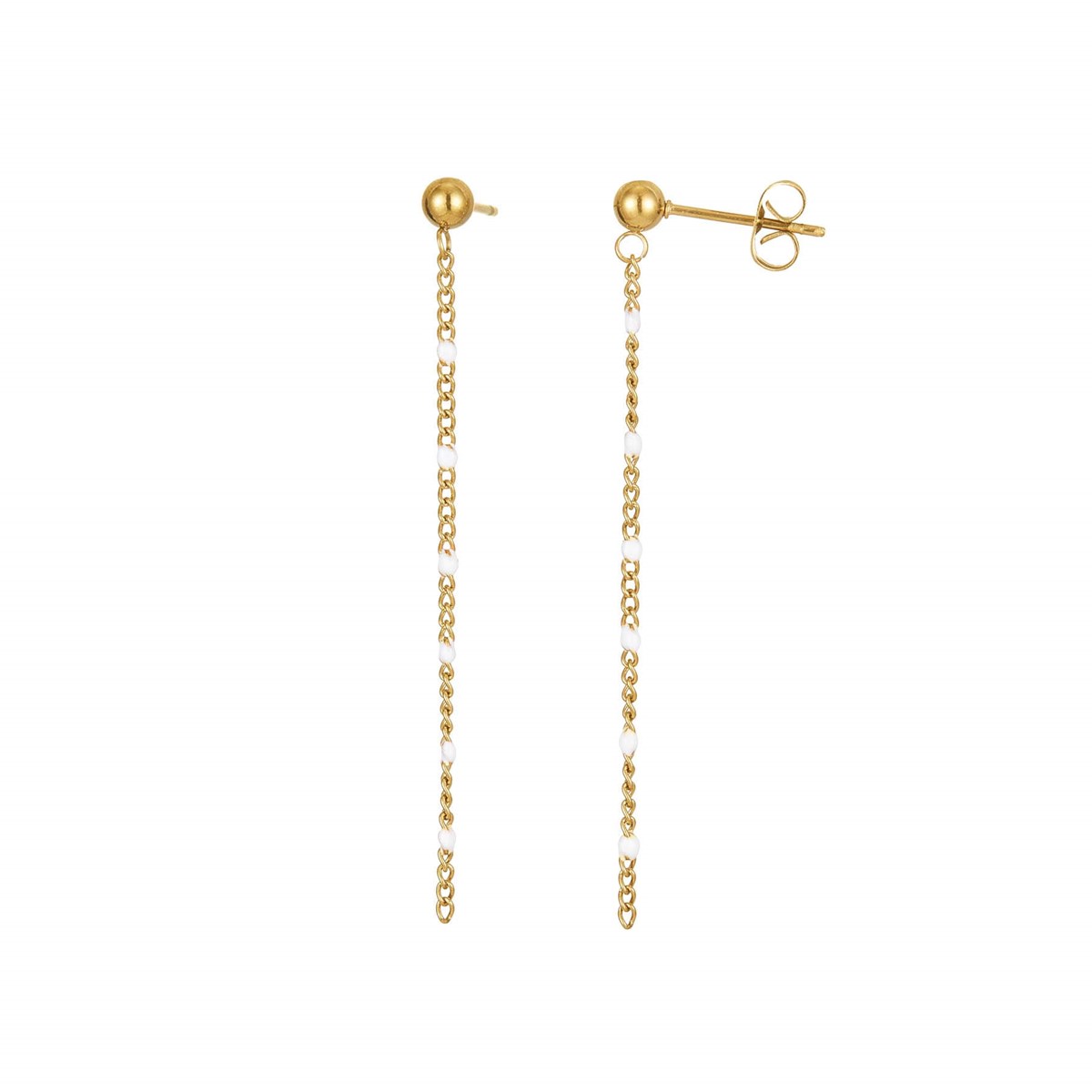 Boucles chaines perles blanche - vue 2