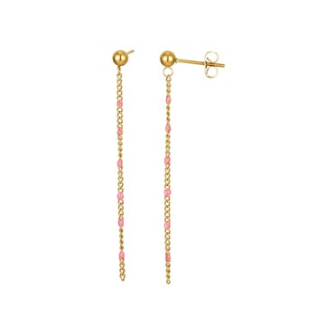 Pink pearl chain earrings