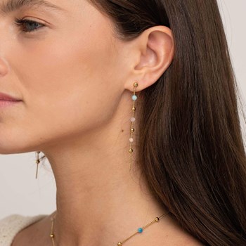 Boucles Pierres mulitcolores acier doré or