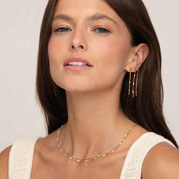 Rosary earrings red steel gold